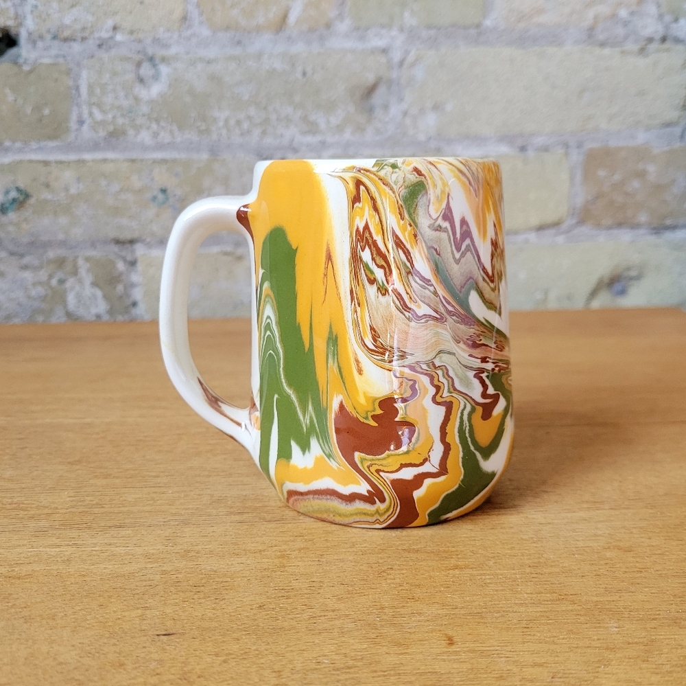 Handmade Ceramic Swirl Coffee Mug, 10oz
